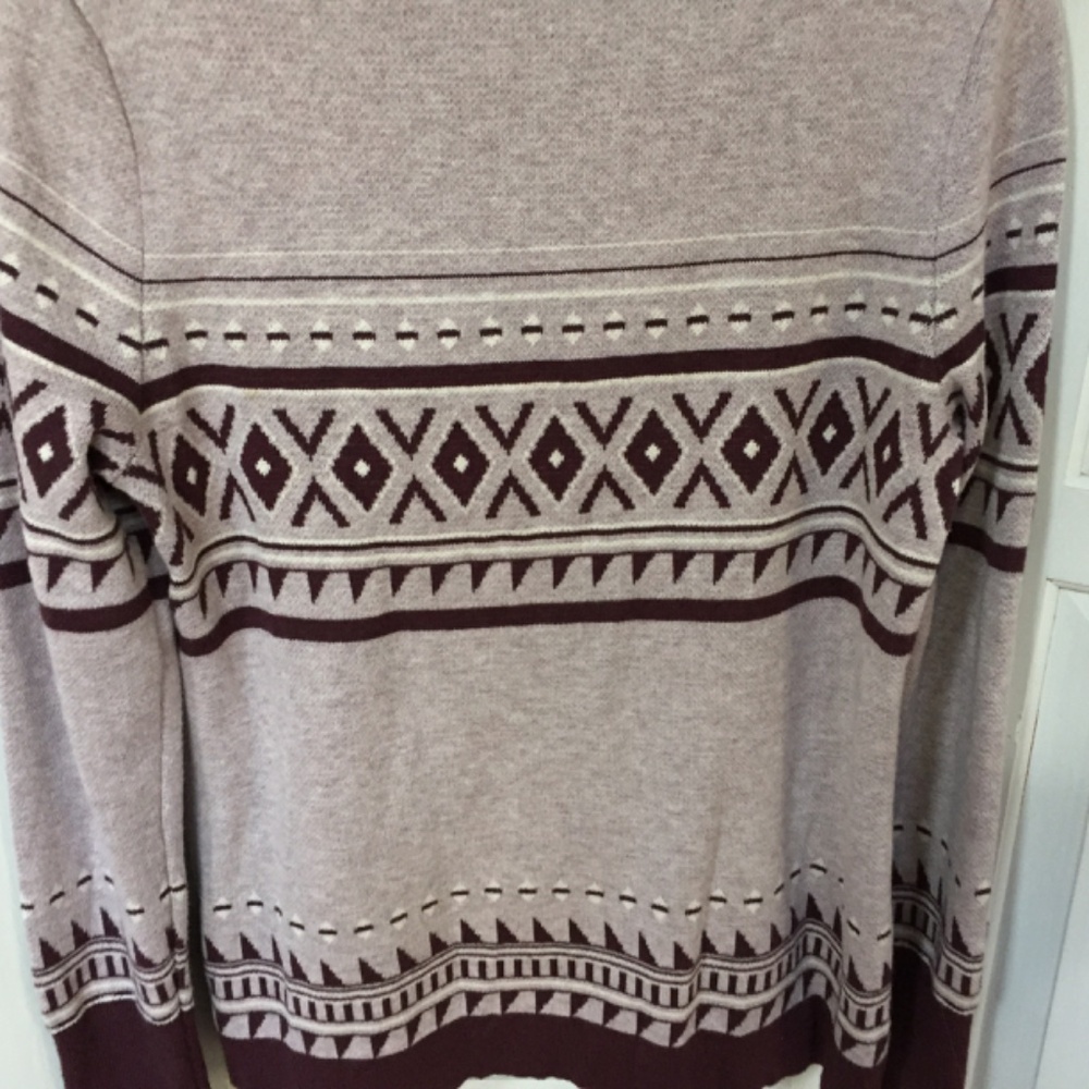 Cynthia Rowley Burgundy Geometric Patterned Full Zip Sweater - Picture 14 of 16